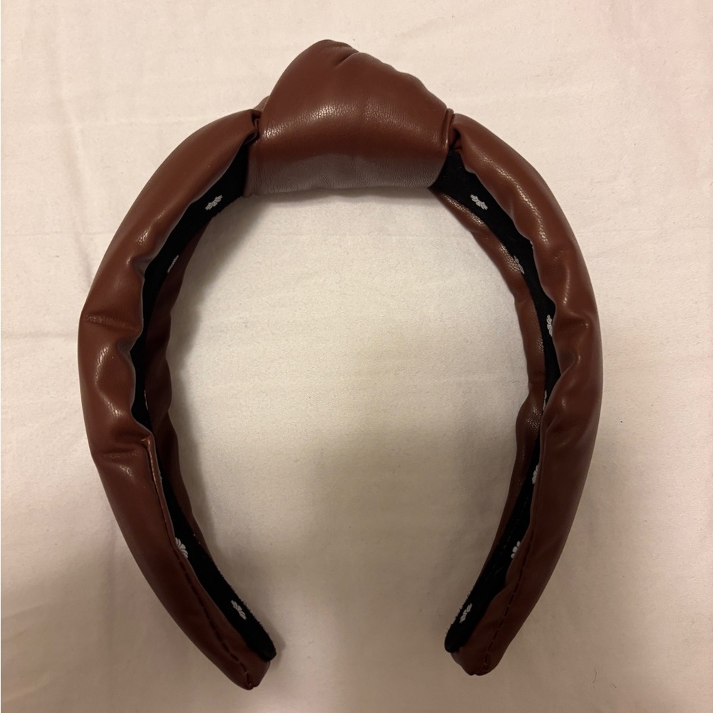 Lele Sadoughi Brown Leather Knot Headband